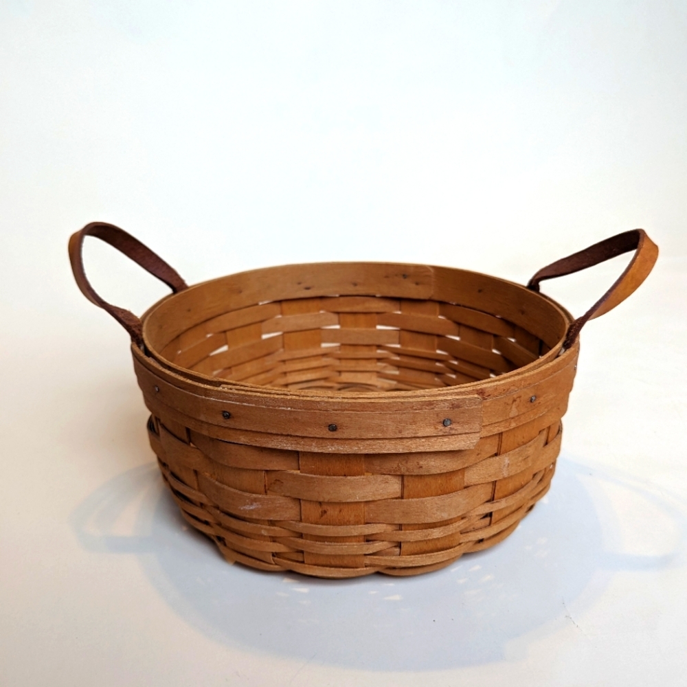 Longaberger Darning Basket Leather Strap Round 1997